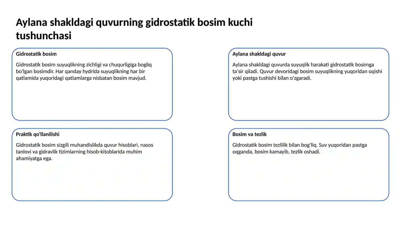 Aylana shakldagi quvur ichdan tasir etuvchi gidrostatik bosim kuchi 3