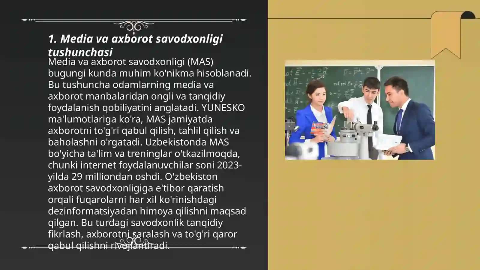 Media ma'ruzasidan maktab dasturida media va axborot savatxonligi 3