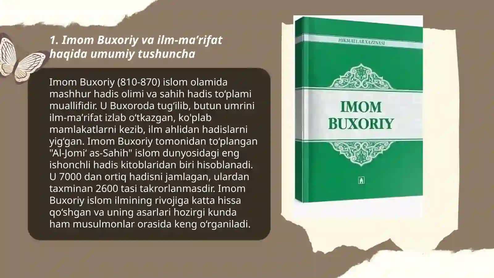 Imom Buxoriy ilm-maʼrifat haqidagi hadislarning axloqiy qarashlari 3