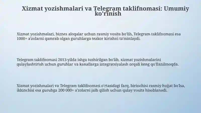 Xizmat yozishmalari va Telegram taklifnomasi 3