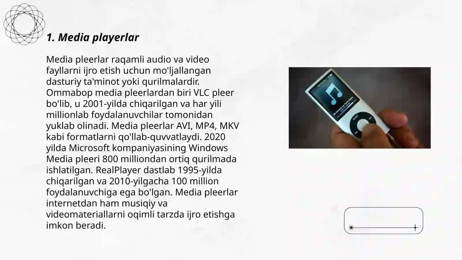 Multimedia tizimi tarkibiga kiruvchi dasturiy vositalar 3