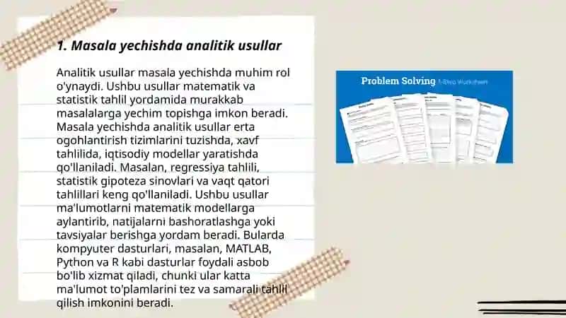 Masala yechishga oʻrgatishning umumiy usullari ustida ishlash 3