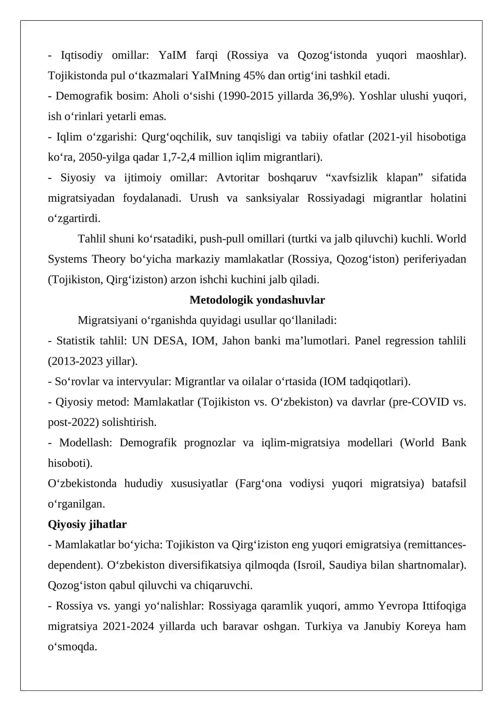 Markaziy Osiyo migratsion jarayonlarining o‘sib borishi 3