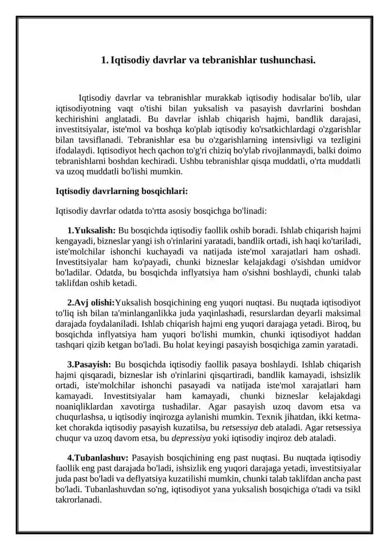 Iqtisodiy davrlar va iqtisodiy tebranishlarning sabablari 3