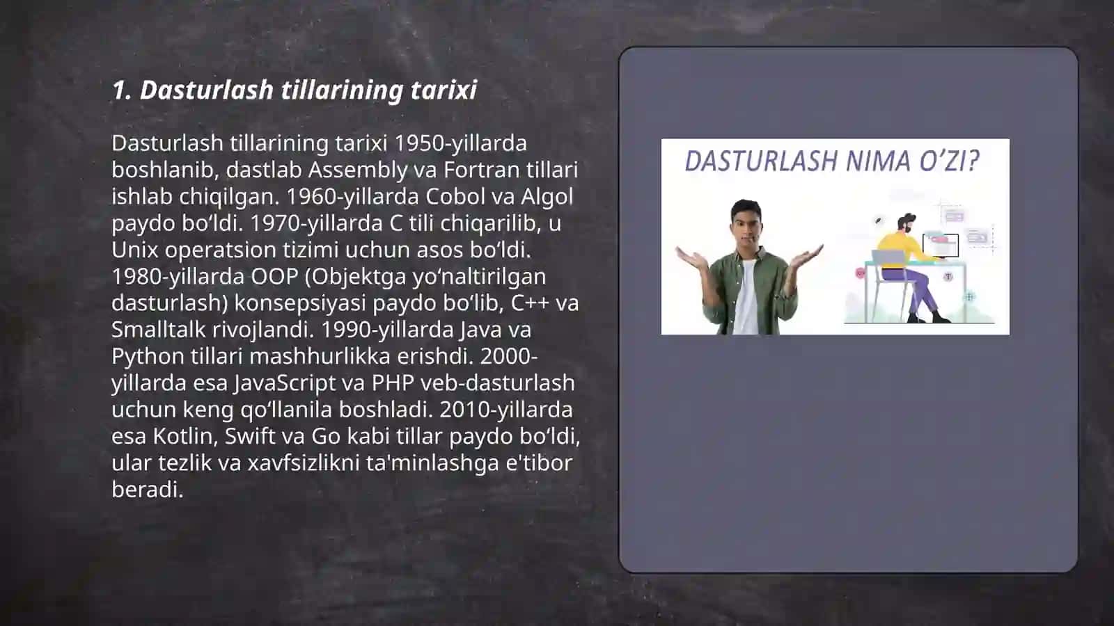 Dasturlash tillari haqida umumiy ma'lumot 3