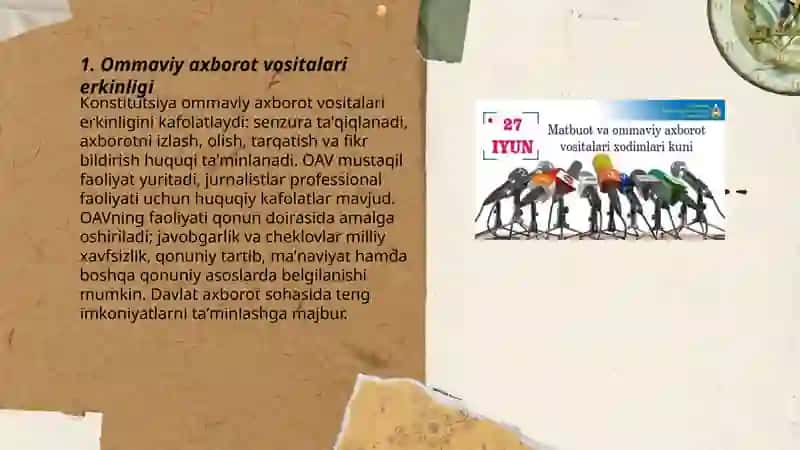 Konistitutsiyamizning 15 bobi Ommaviy axborot vositalari 3