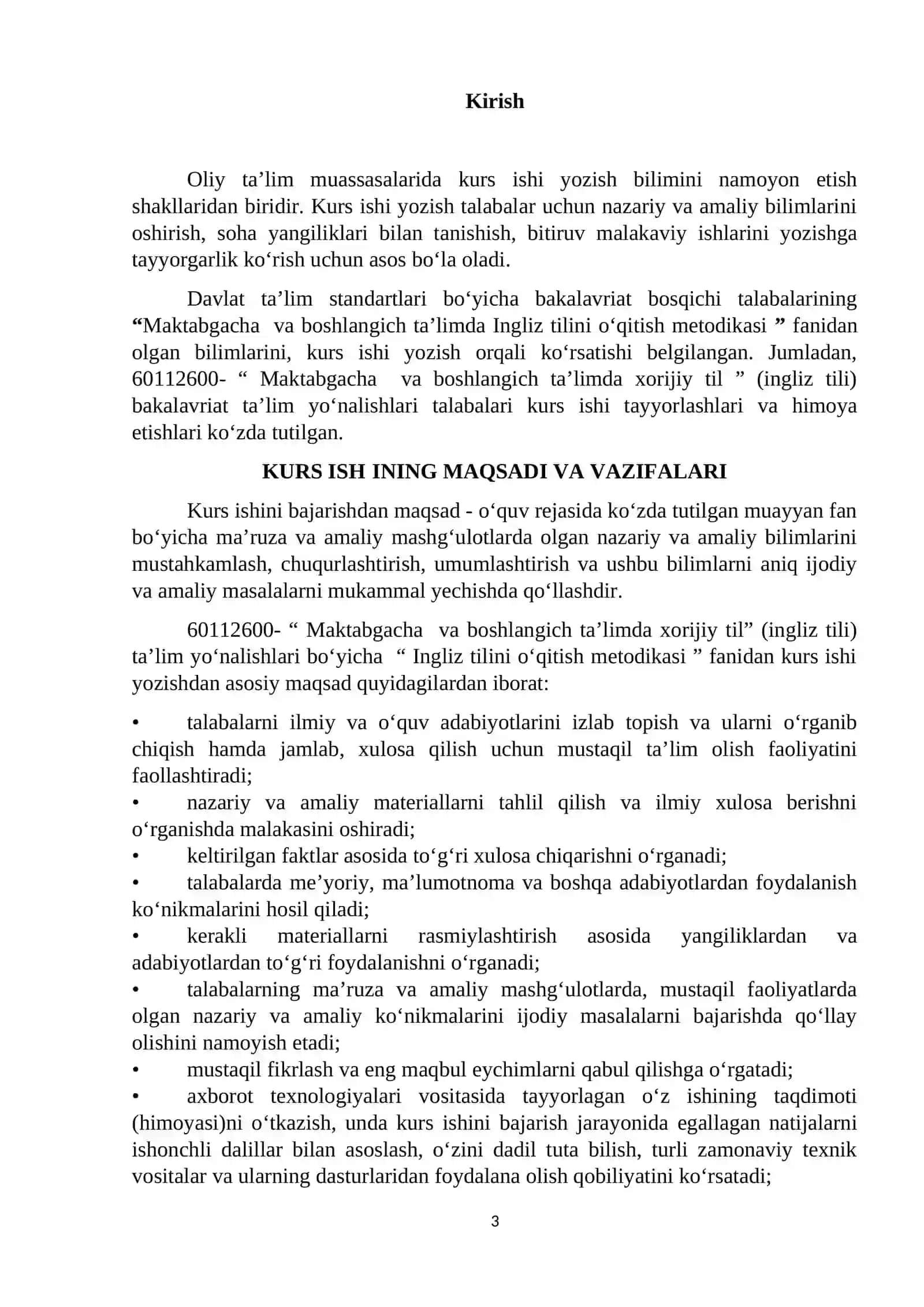 Ingliz tili o‘qitish metodikasi fanidan kurs ishi 3
