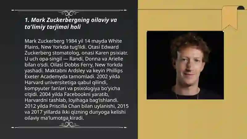 Mark Zuckerbergning oilaviy va ta'limiy tarjimai holi 3