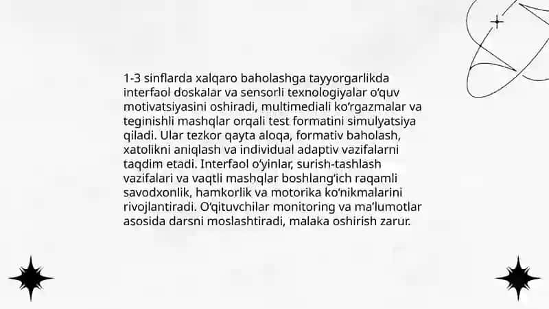 1-3 sinflarda Xalqaro baholash dasturlariga tayyorgarlik jarayonida zamonaviy axborot- kommunikatsiya texnologiyalarni qo’llash 3