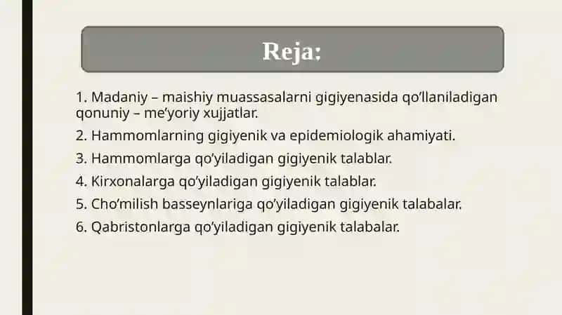Axoliga maishiy xizmat ko`rsatish muassalari gigiyenasi 3