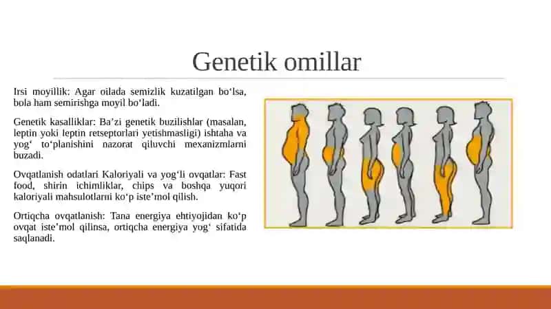 Multifaktorial kasallik semizlik kelib chiqish sabablari 3