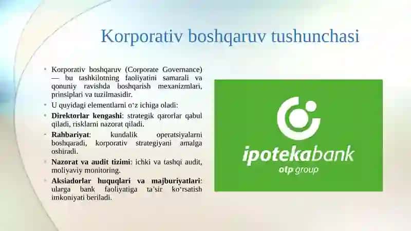 Ipoteka bankining korporativ boshqaruv tizimi. 3
