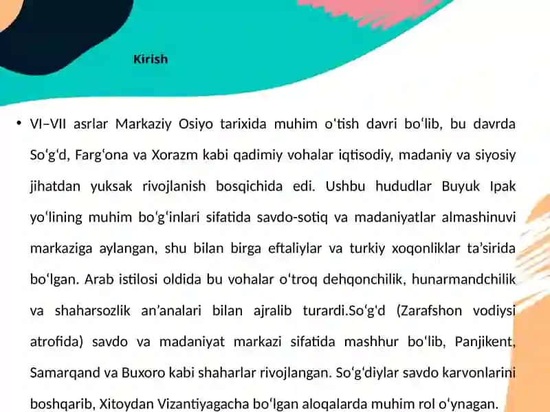 VI-VII asrlarda So‘g‘d, Farg‘ona va Xorazm 3