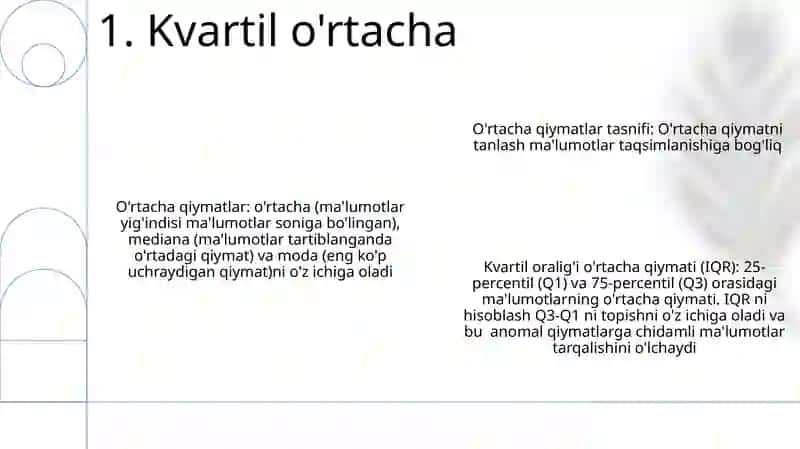 O'rtacha miqdorlar va ularning tasnifi 3