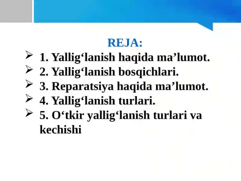 Yalligʻlanish va reparatsiya 3