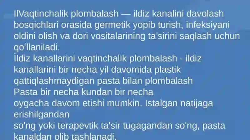İldiz kanallarını vaqtinchalik plombalash tushunchasi 3