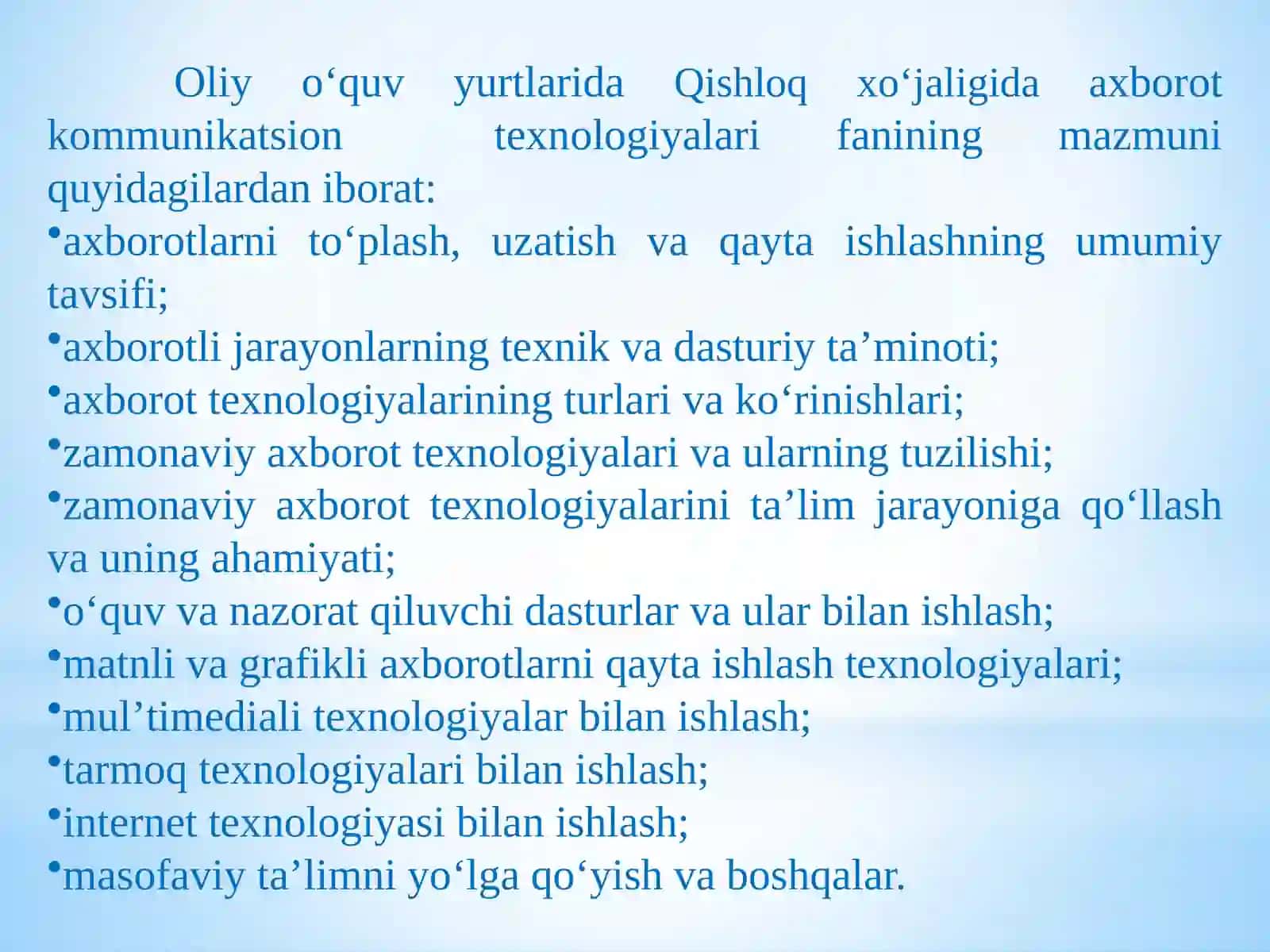 Qishloq xo‘jaligida axborot-kommunikatsion tеxnоlоgiyalаri fаni 3
