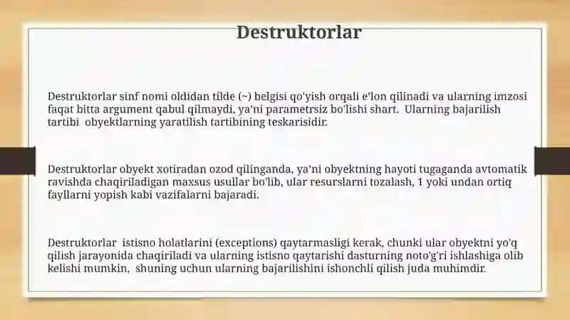 Sinf e'loni.Sinf elementlari.Sinf elementlariga murojatni boshqarish modifikatorlari 3