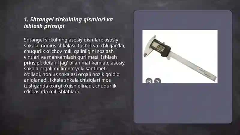 Shtangel sirkul yordamida detal uzunligini oʻlchash 3