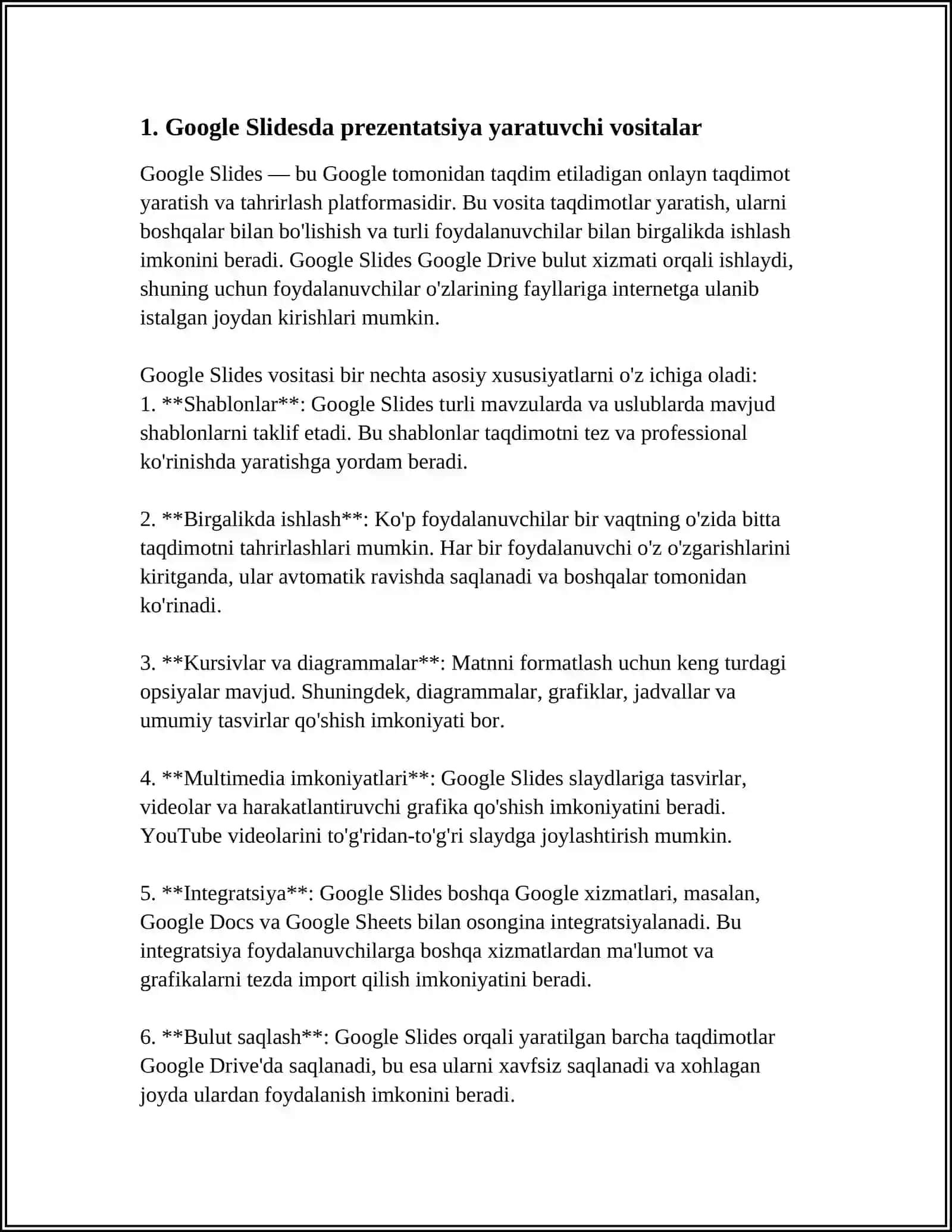 GOOGLE SLIDESDA ONLAYN PREZENTATSIYALAR YARATISH 3