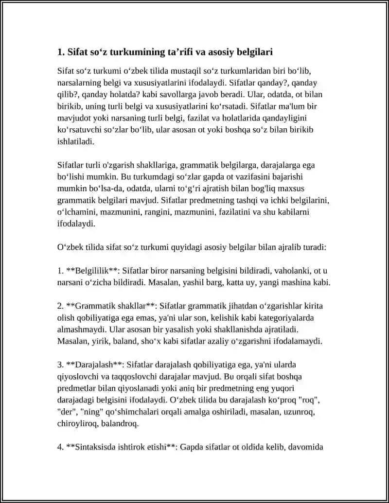 Sifat Soʻz Turkumi 3
