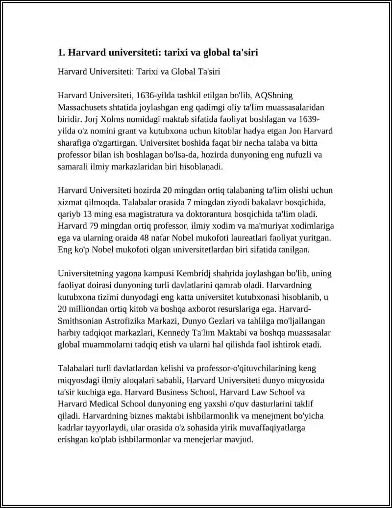 Harvard Universiteti: Tarixi va Global Ta'siri 3