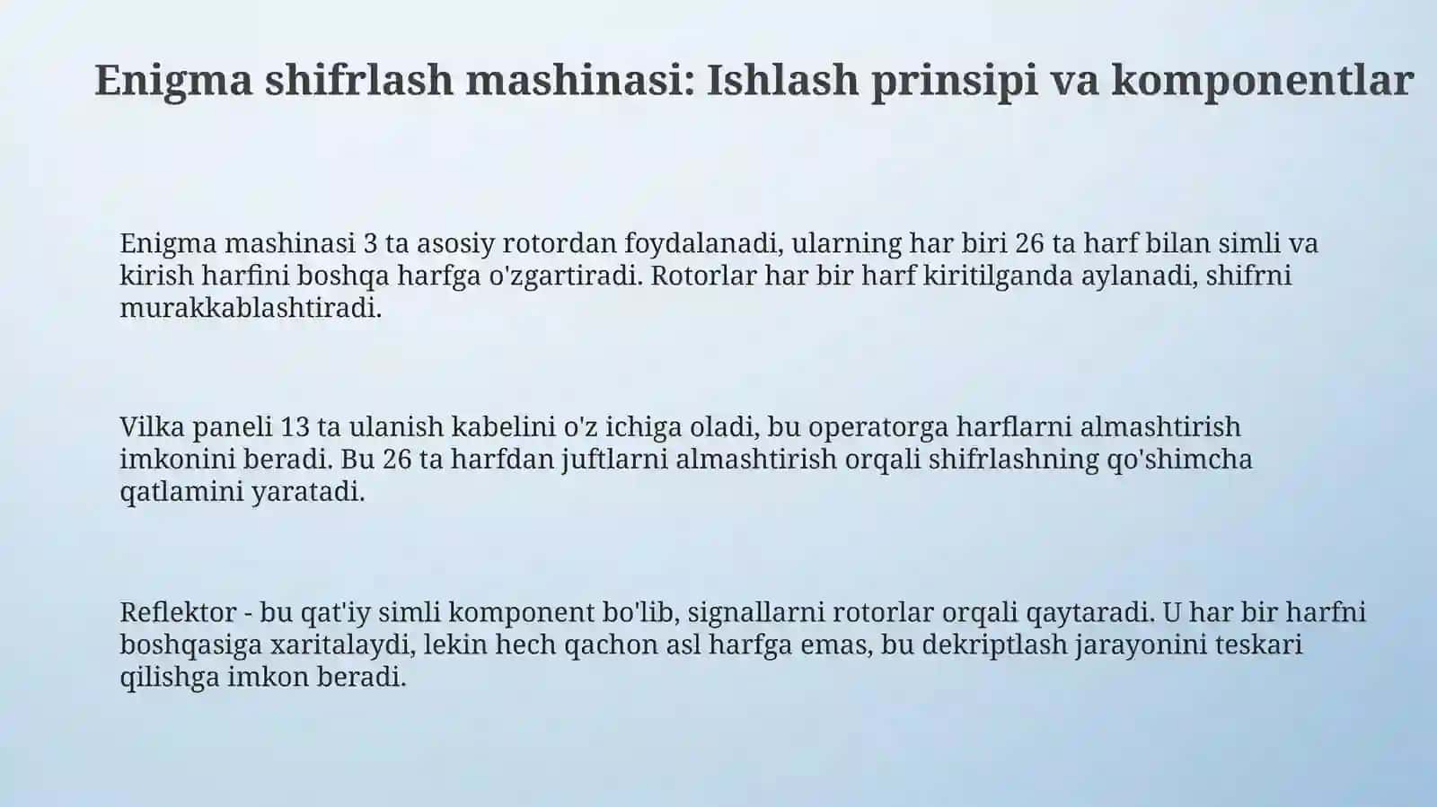 Enigma shifrlash mashinasi va uning bardoshligi 3