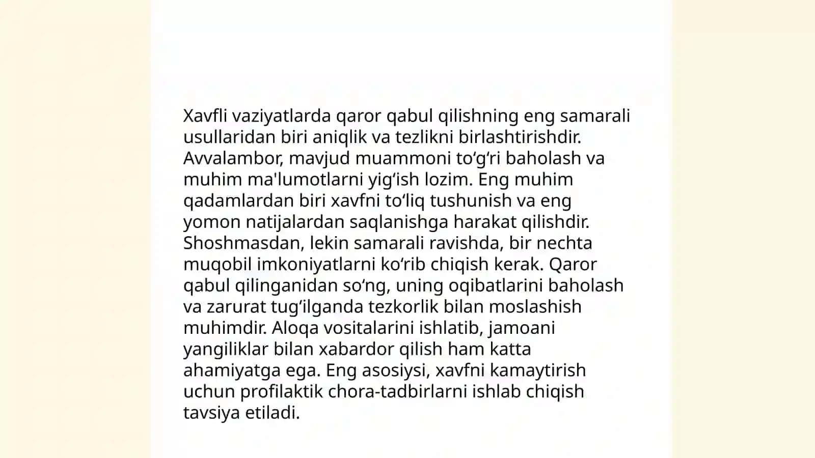 Xavfli vaziyatlarda nima qilish kerak 3