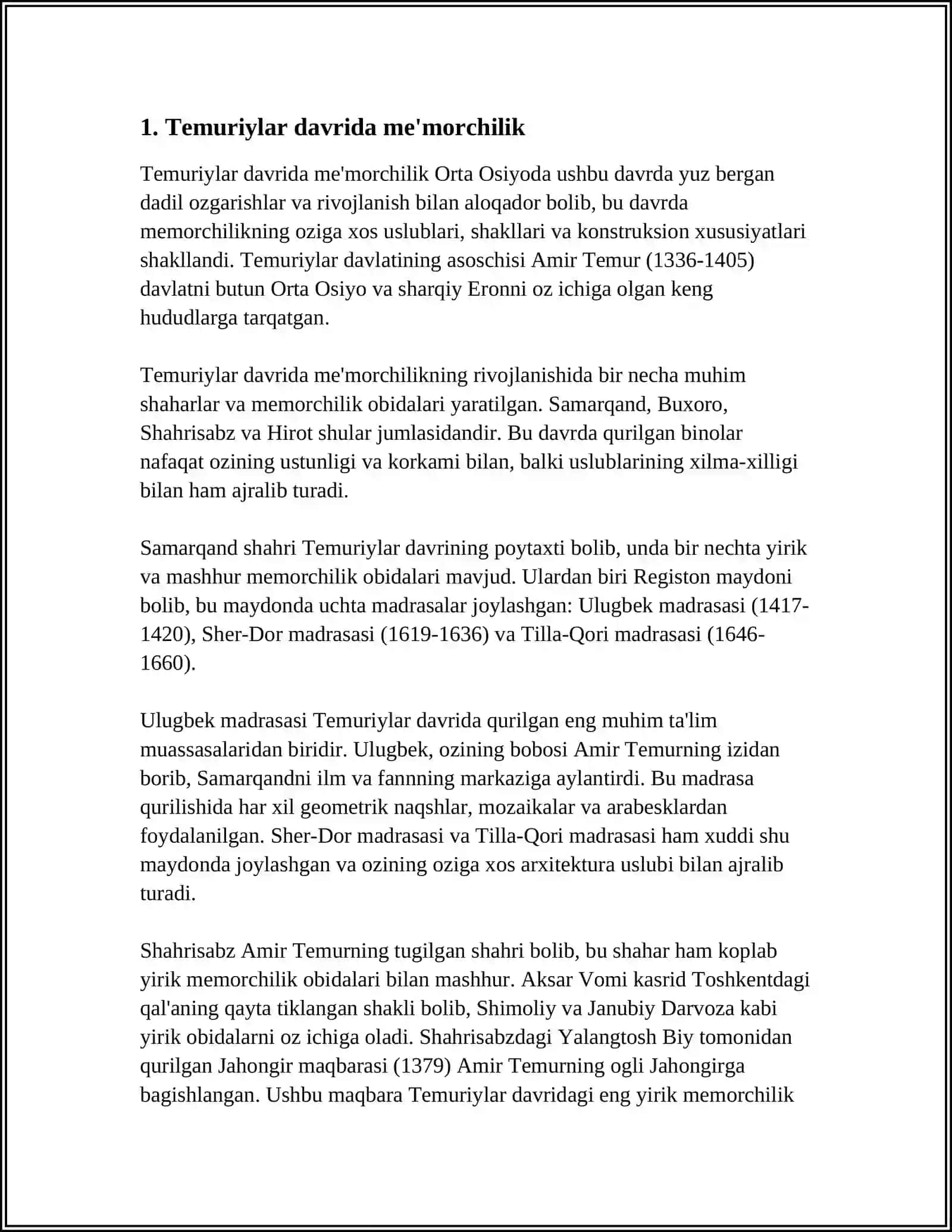 TEMURIYLAR DAVRIDA MADANIYATNING YUKSALISHI 3