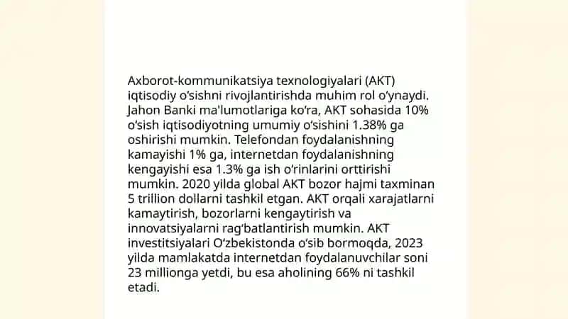 Axborot-kamunikatsiya texnalogiyalarining iqtisodiyotdagi o'rni va vazifalari 3