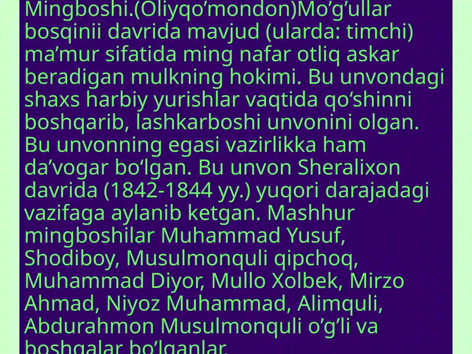 Qo'qonxonligi daharbiy va ma'muriy mansablar 3
