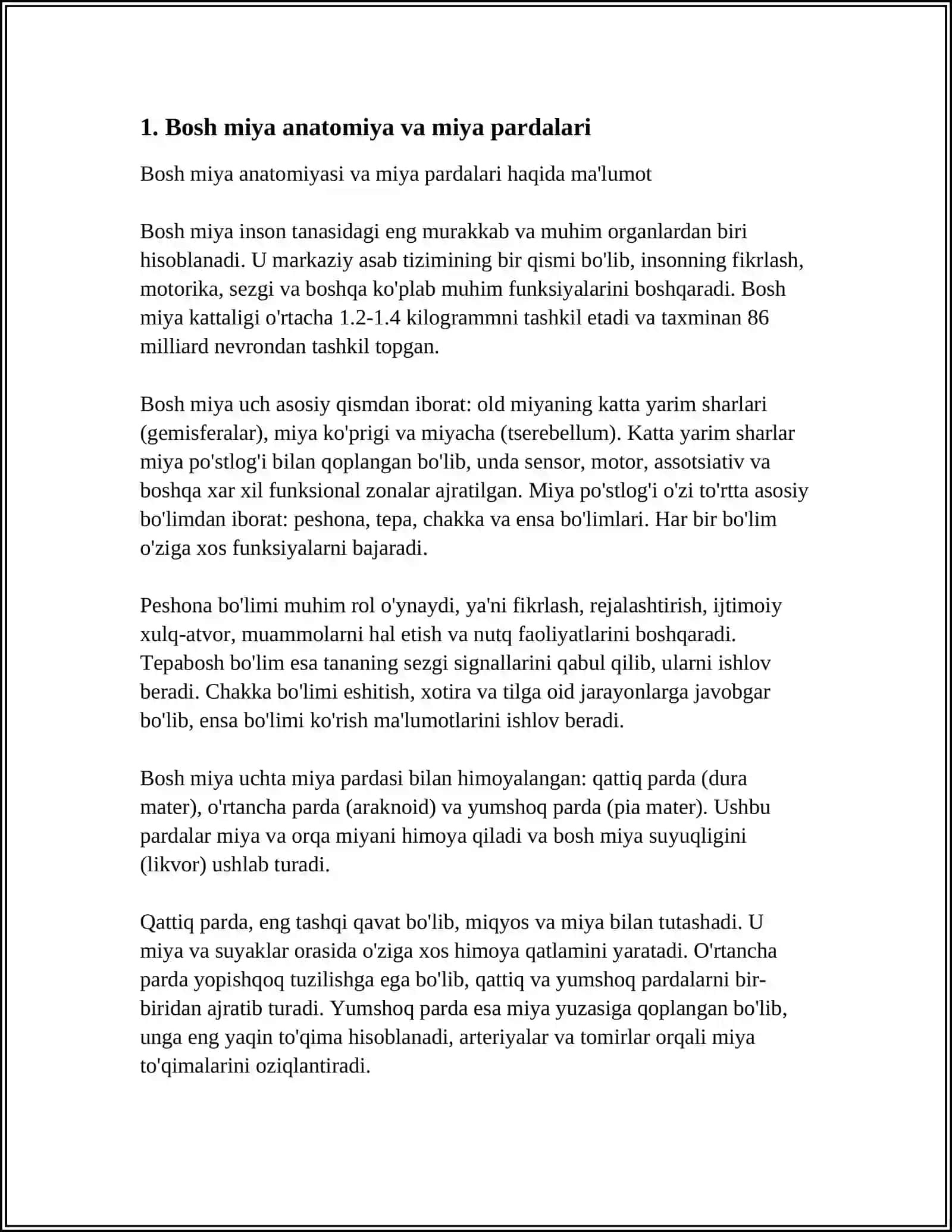 BOSH MIYA PARDANINGLARINING VENA BOSHLIQLARI SISTEMALARI LIKVORODINAMIKA 3