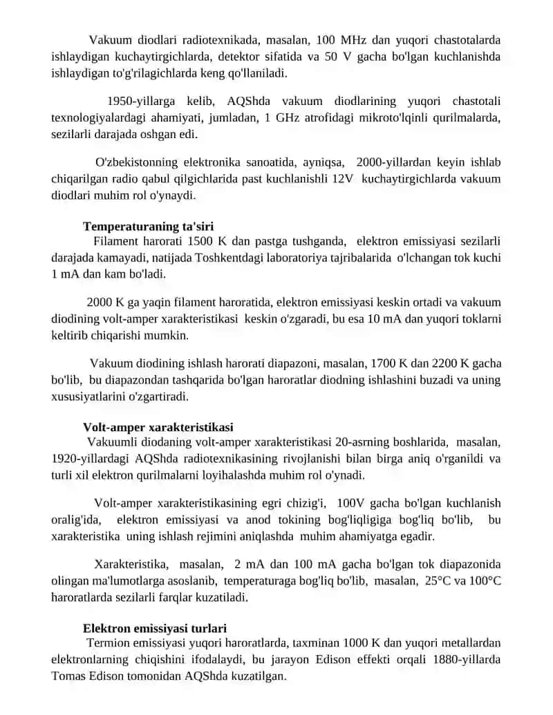 Vakuumli diod va uning volt amper xarakteristikasi 3