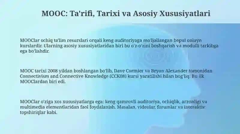 MOOC: Ta'rifi, Tarixi va Asosiy Xususiyatlari 3