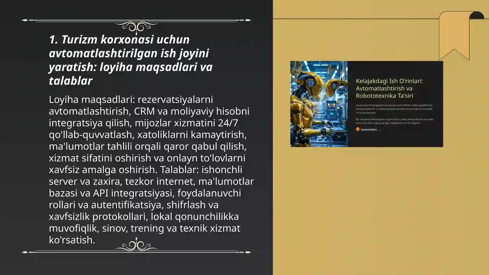 Turizm korxonasi uchun avtomatlashtirilgan ish joyini yaratish 3
