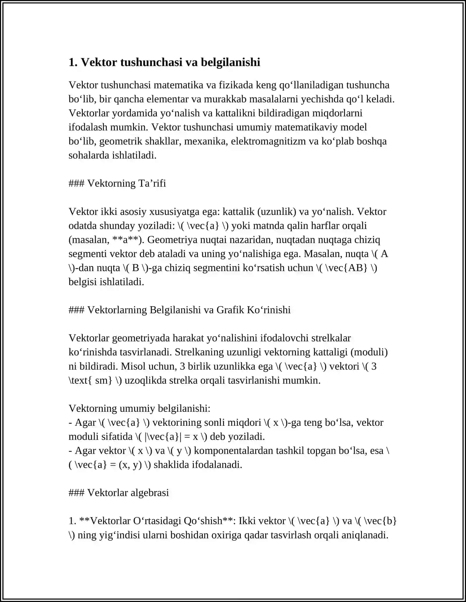 VEKTORLAR VA ULARNING USTIDA AMALLAR 3