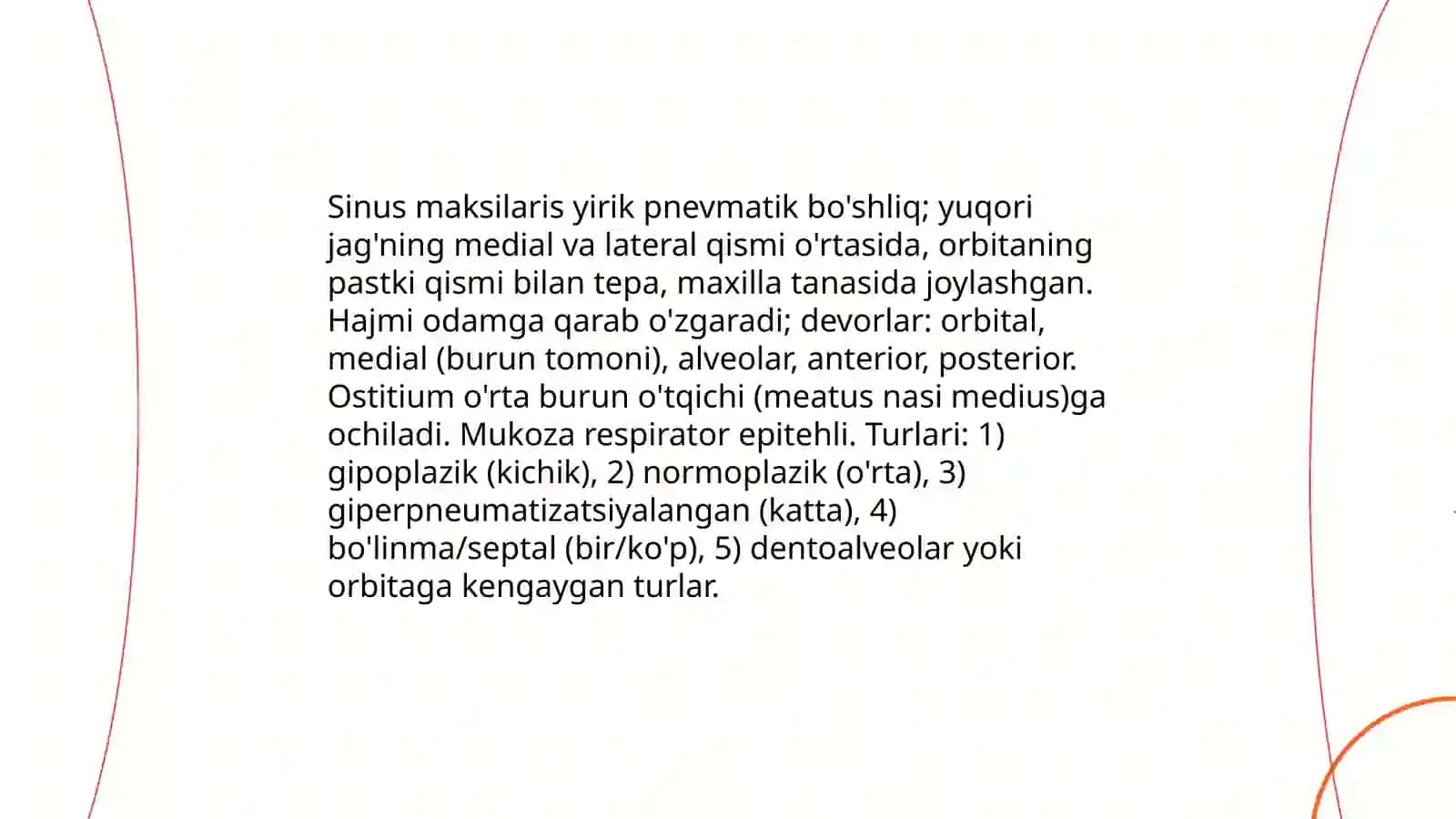 Yuqori jagʻ yani sinus maksilarisni turlari 3