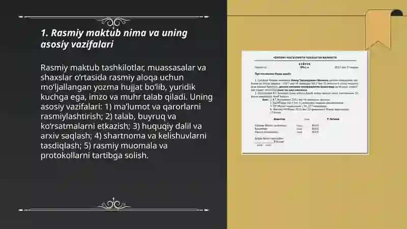 Rasmiy maktublar va ularni yozish qoidalari. 3