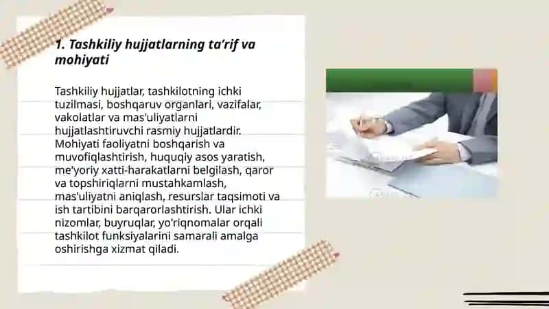 Tashkiliy hujjatlarning vazifasi 3