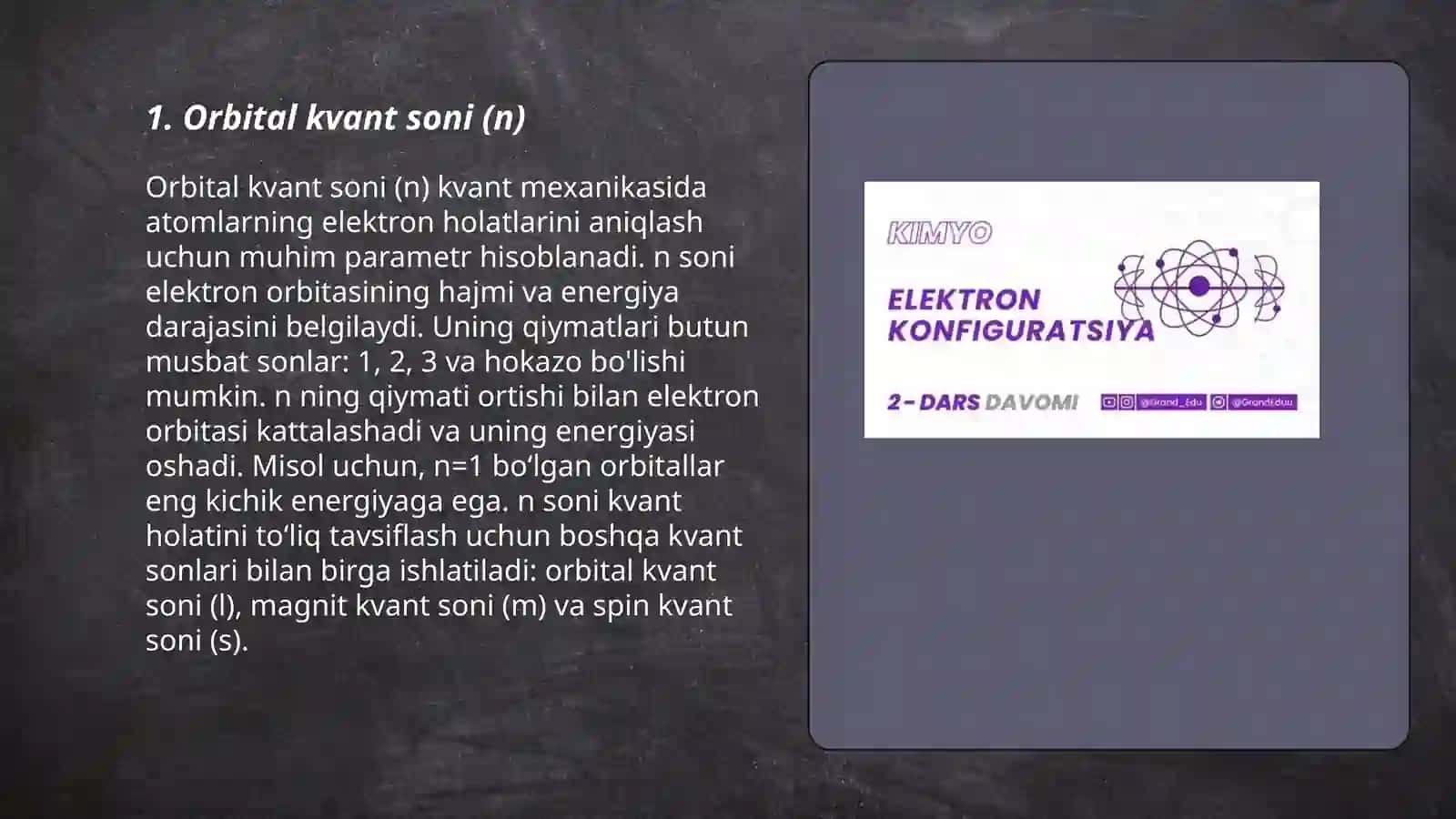 Orbital va magnit kvant sonlari 3
