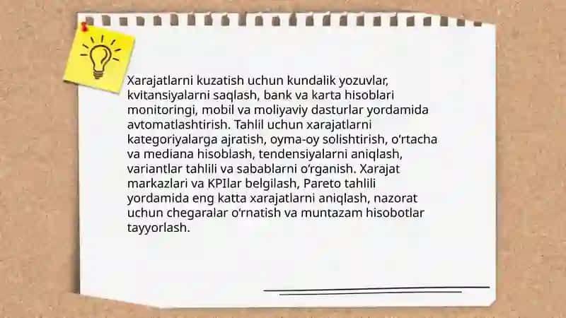 Xarajatlarni rejalashtirish, pulni samarali boshqarish yo’llari 3