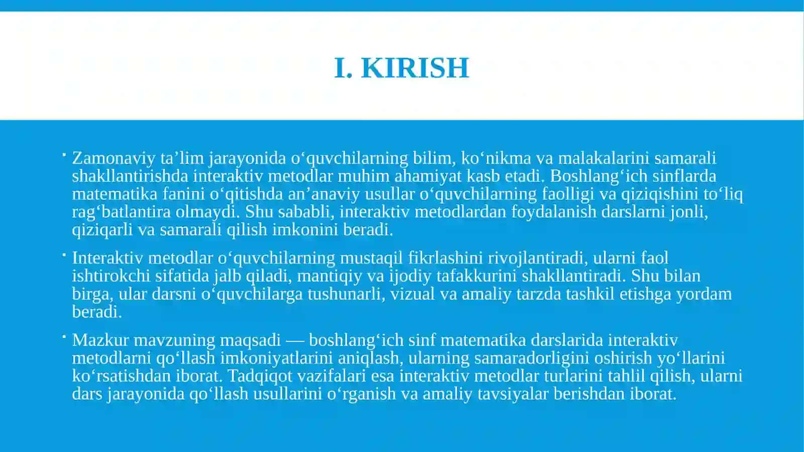 Boshlangʻich sinf matematika darslarida interaktiv metodlardan foydalanish 3