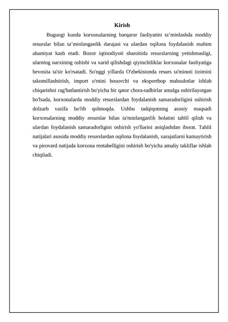 Moddiy resurslar bilan ta'minlanganlikni baholash 3