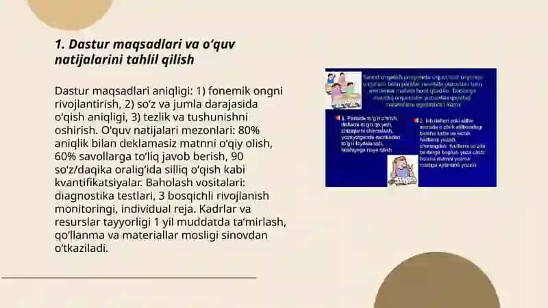 Dastur maqsadlari va oʻquv natijalarini tahlil qilish 3