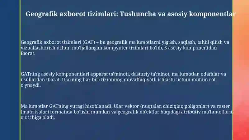 Geografik axborot tizimlari tushunchasi va rivojlanish tarixi 3