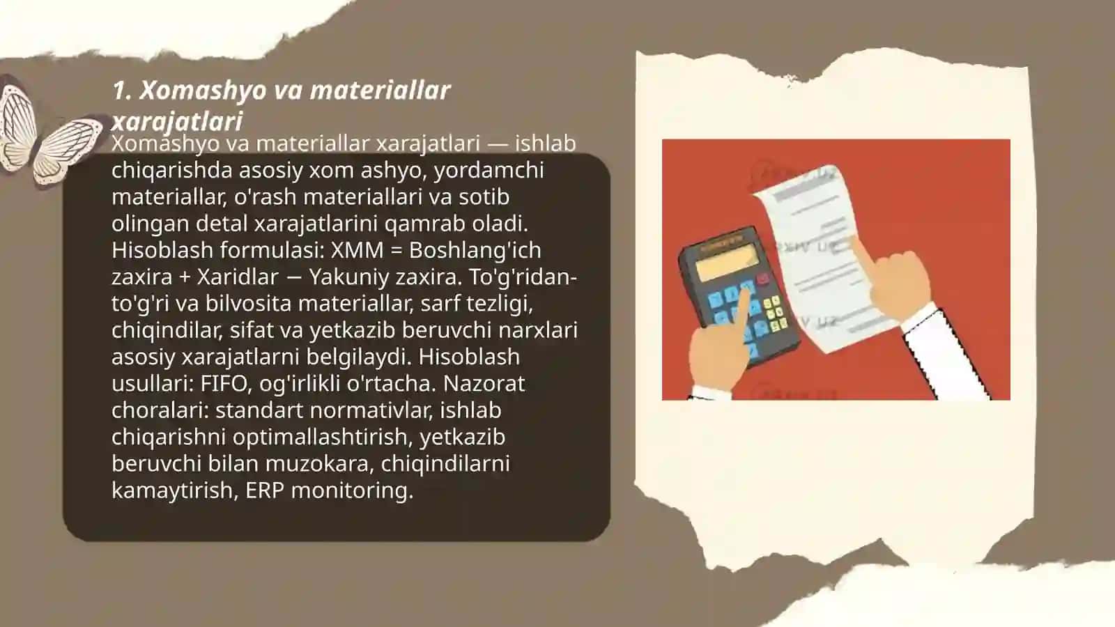 Xomashyo va materiallar xarajatlari 3