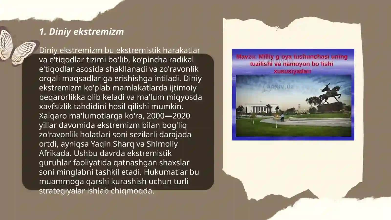 Diniy ekstremizmning ko'rinishlari va namoyon bo'lishi shakllari 3
