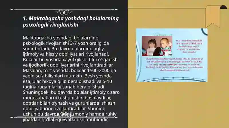 Maktabgacha ta'lim davrida yosh davrlarning òziga xos xususiyatlari 3