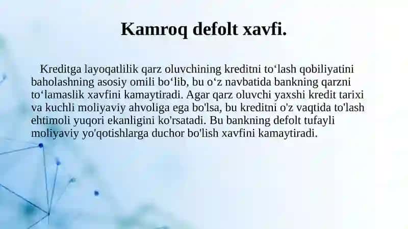 Kreditga Layoqatlilikni Aniqlashning Bank Riskidagi Kamaytirish Oʻrni 3