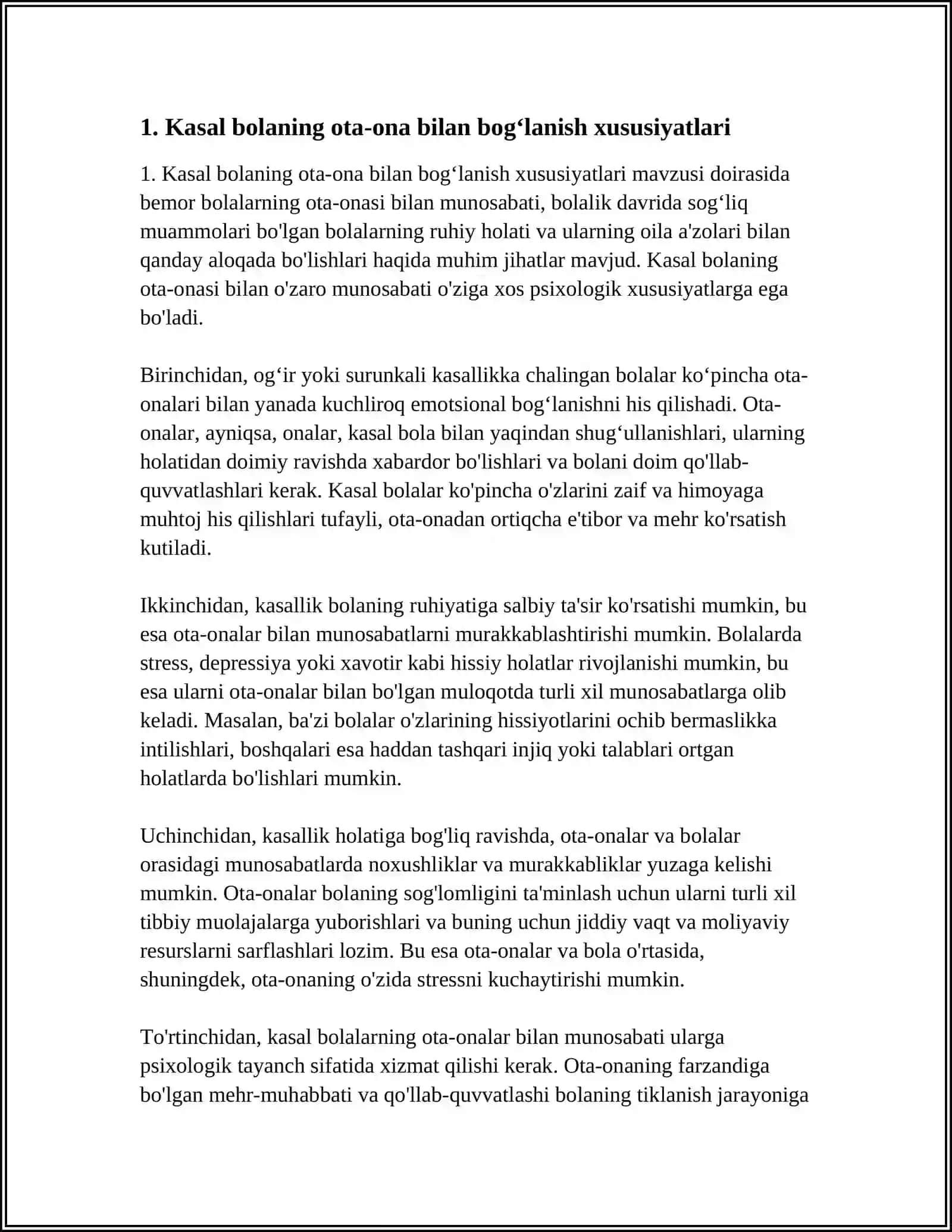 BEMOR BOLALARNING OTA ONASI BILAN MUNOSABATI BOLISH PSIXOLOGGIYASI 3